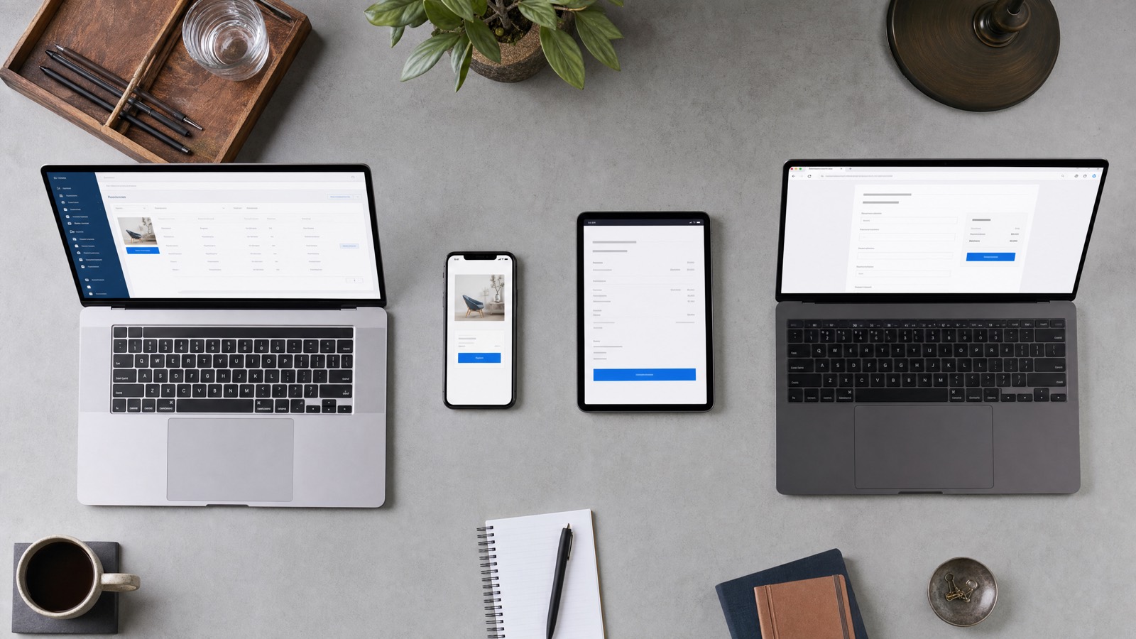 Four ways to accept crypto payments shown across laptop, phone and tablet